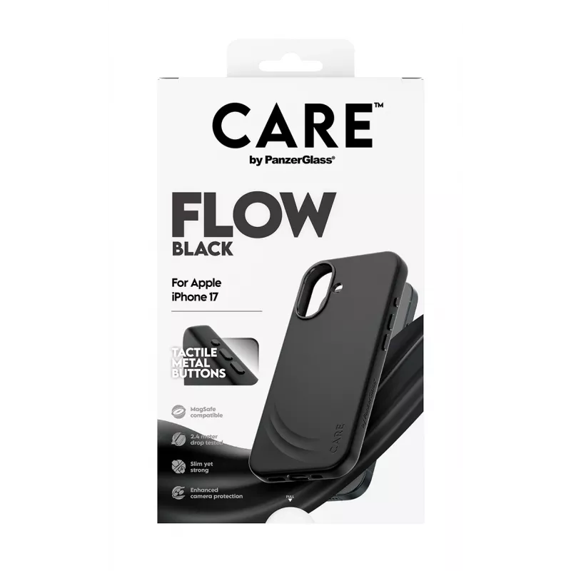 Beschermhoes PanzerGlass CARE Feature FLOW Case zwart met MagSafe voor iPhone 17