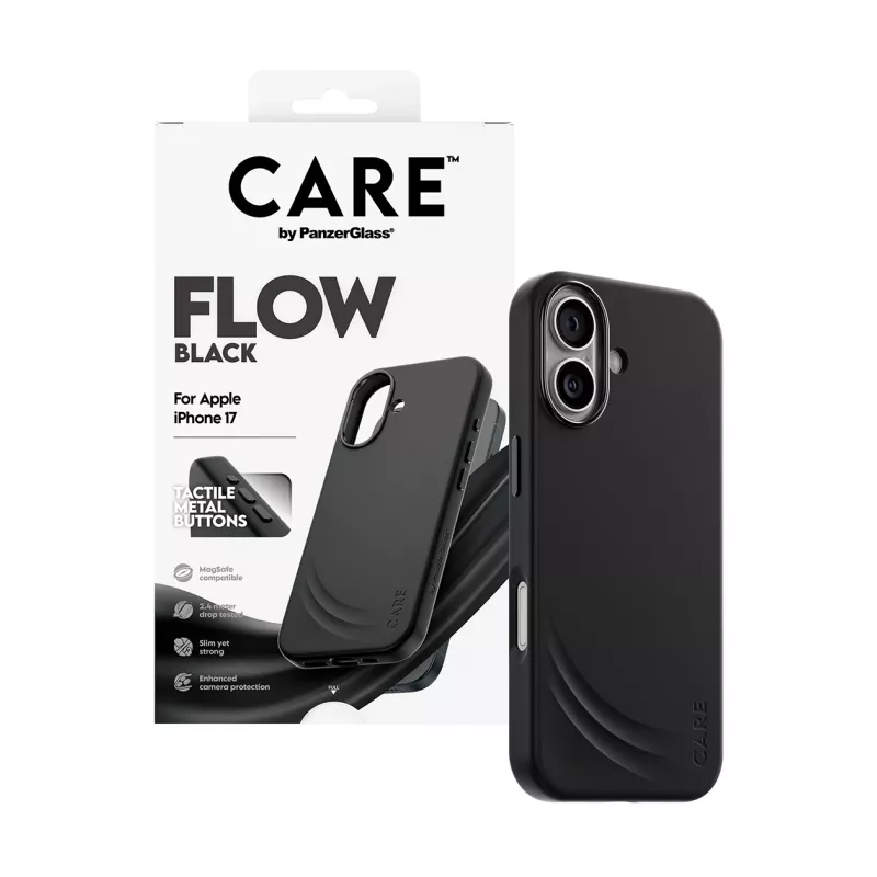 Beschermhoes PanzerGlass CARE Feature FLOW Case zwart met MagSafe voor iPhone 17