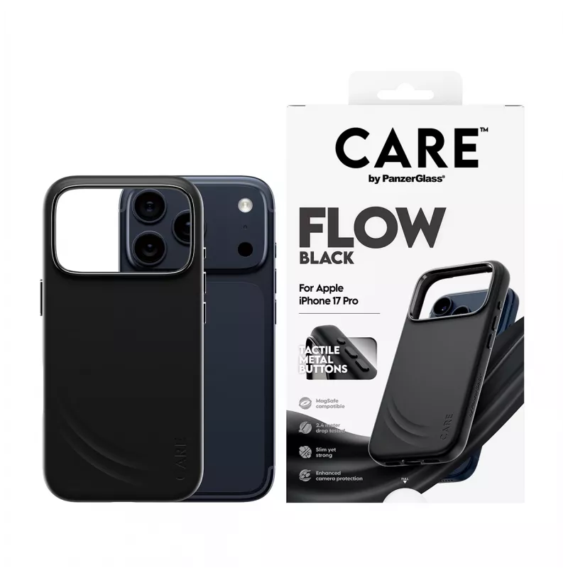Beschermhoes PanzerGlass CARE by Feature FLOW Case zwart met MagSafe voor iPhone 17 Pro