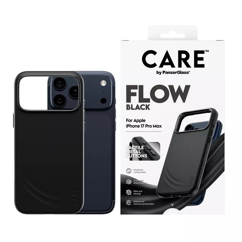 Beschermhoes PanzerGlass CARE by Feature FLOW voor iPhone 17 Pro Max, cover, zwart, MagSafe-compatibel