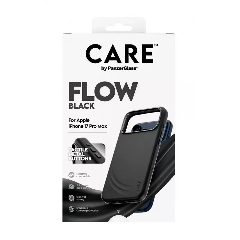 Beschermhoes PanzerGlass CARE by Feature FLOW voor iPhone 17 Pro Max, cover, zwart, MagSafe-compatibel