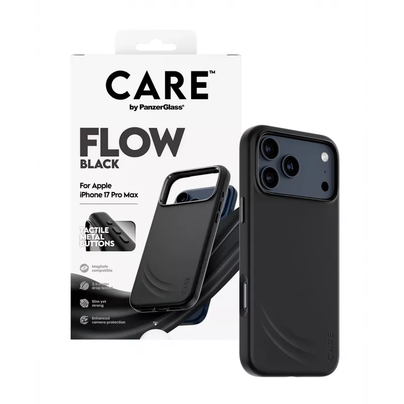Beschermhoes PanzerGlass CARE by Feature FLOW voor iPhone 17 Pro Max, cover, zwart, MagSafe-compatibel