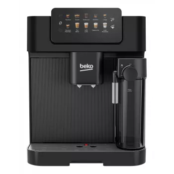 Beko CEG7304B CaffeExperto koffieautomaat met stoompijpje, espressomachine, 2 l, koffiebonen, ingebouwde molen, 1350 W, zwart, zilver