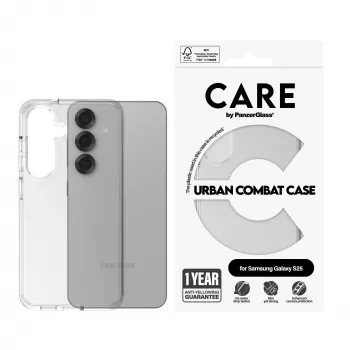 PanzerGlass hoesje Samsung Galaxy S25, transparant, Urban Combat met heldere rand