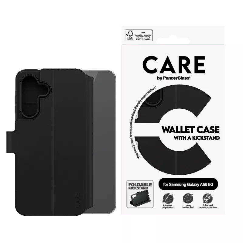 Wallet Case PanzerGlass Samsung Galaxy A56 5G zwart met kickstand