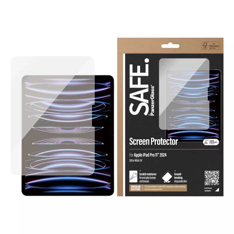 PanzerGlass SAFE95857 SAFE screenprotector van gehard glas voor iPad Pro 11 (2024), Ultra-Wide Fit