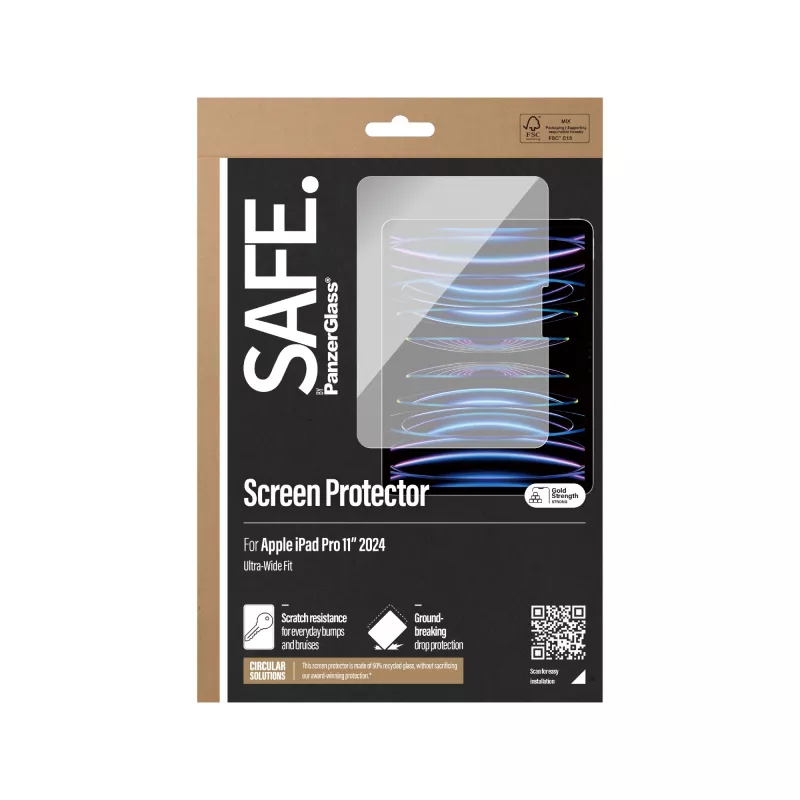 PanzerGlass SAFE95857 SAFE screenprotector van gehard glas voor iPad Pro 11 (2024), Ultra-Wide Fit