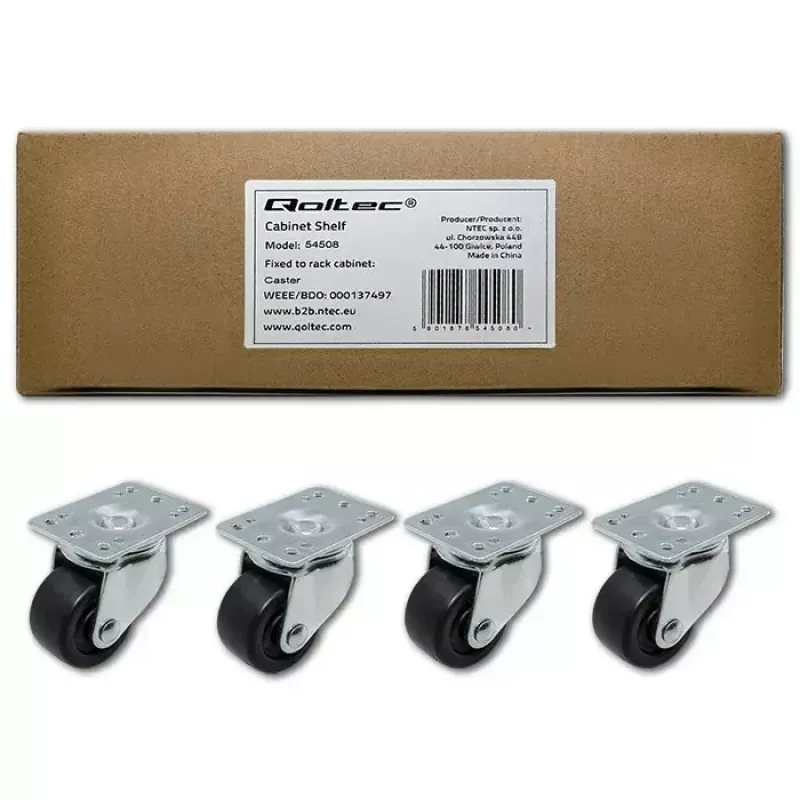Rolset voor rack QOLTEC 4 stuks zonder vergrendeling model 54508