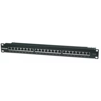 Intellinet patchpanel, Cat6, FTP, 24-poorts, 1U, afgeschermd, 90° top-entry LSA-strips, zwart