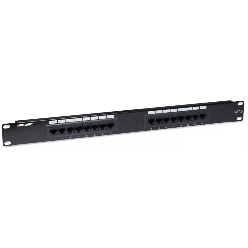 Intellinet patchpanel, Cat6, UTP, 16-poorts, 1U, zwart