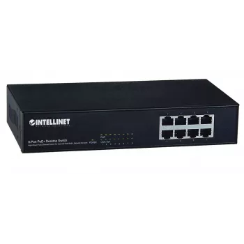 Switch, Intellinet 8-poorts Fast Ethernet PoE+ switch, 8 x PoE-poorten, 1,6 Gbit/s