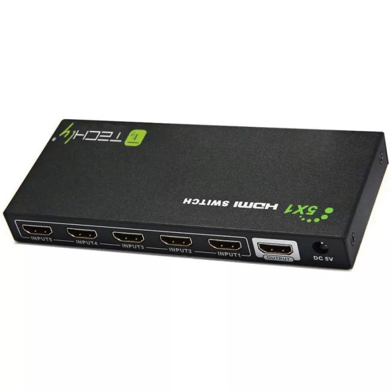 Techly 5 IN 1 OUT HDMI switch met afstandsbediening, 4Kx2K, 3D IDATA HDMI-4K51