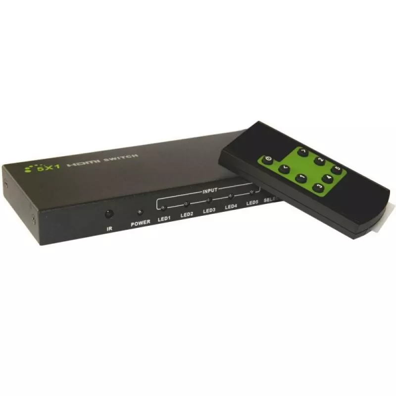 Techly 5 IN 1 OUT HDMI switch met afstandsbediening, 4Kx2K, 3D IDATA HDMI-4K51