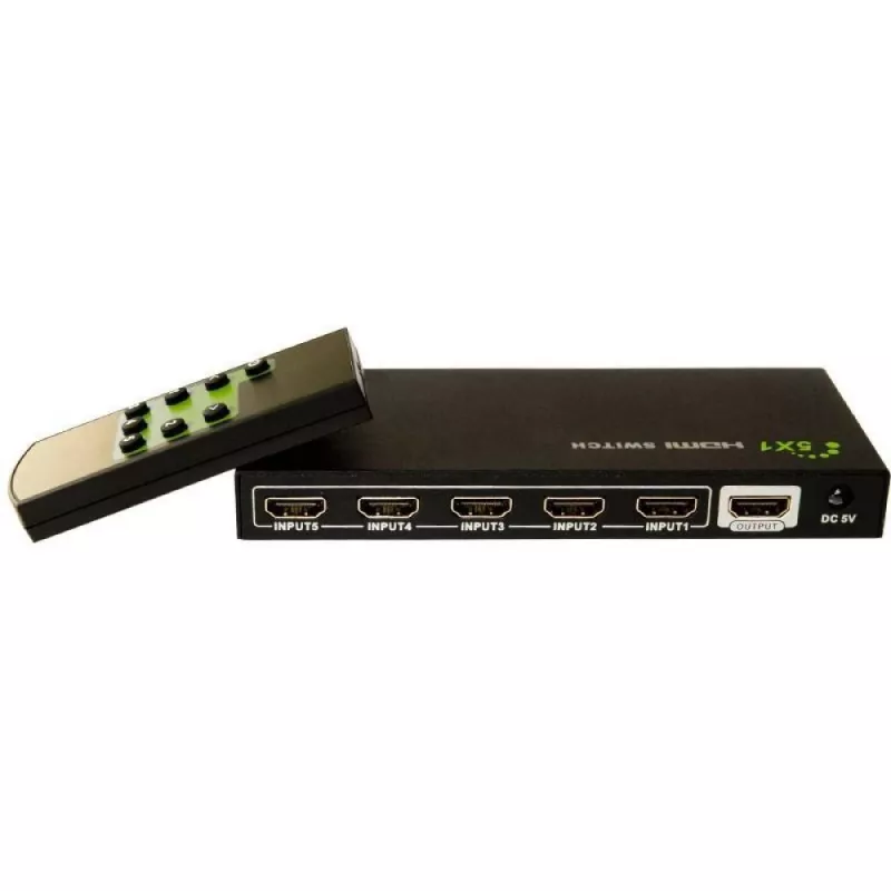 Techly 5 IN 1 OUT HDMI switch met afstandsbediening, 4Kx2K, 3D IDATA HDMI-4K51