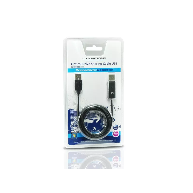 Conceptronic Optical Drive Sharing kabel USB, 1,8 m, zwart, USB A, USB A, male/male, 20 g