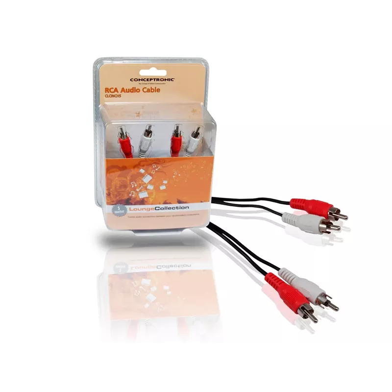 Conceptronic RCA-audiokabel, RCA, stekker, RCA, stekker, 5 m, zwart