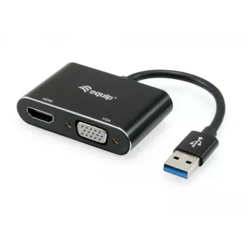 Equip USB 3.0 naar HDMI/VGA (HD15) adapter, 3.2 Gen 1 (3.1 Gen 1), USB Type-A, HDMI-uitgang, 1920 x 1080 pixels