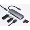 Equip 133482 USB-C 7-in-1 multifunctionele adapter, USB 3.2 Gen 1, HDMI 4K 30 Hz, 3x USB 3.0, SD/microSD, USB-C PD 100 W, aluminium