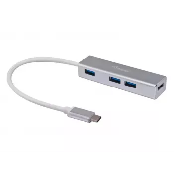 Equip USB-C naar 4-poorts USB 3.0 hub, USB 3.2 Gen 1 (3.1 Gen 1) Type-C, USB 3.2 Gen 1 (3.1 Gen 1) Type-A, 5000 Mbit/s, zilver, aluminium, Windows 10, Windows 7, Windows 8