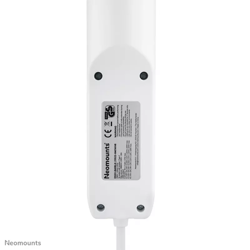 Neomounts DS22-840WH6 bureaucontactdoos met klem en USB-C- en USB-A-aansluitingen – snel opladen
