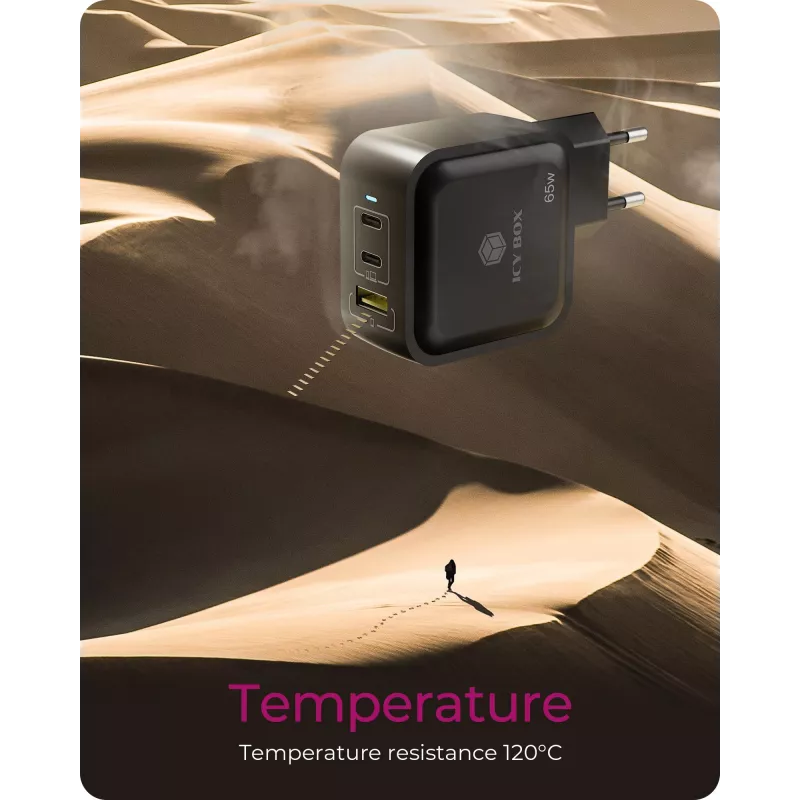 Oplader indoor ICY BOX IB-PS1030-PD universeel zwart snelopladen