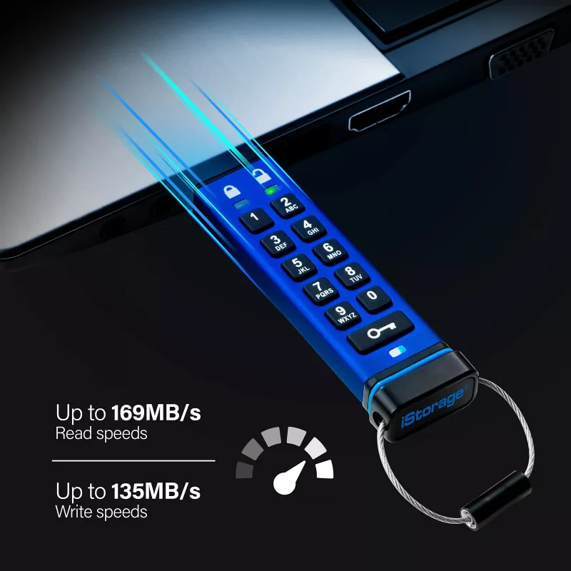 iStorage datAshur PRO 64 GB | veilige USB-stick | FIPS 140-2 Level 3 gecertificeerd | NLNCSA DEP-V gecertificeerd | NATO Restricted gecertificeerd | AES-XTS 256-bits hardwareversleuteling | PIN-beveiligd | stof-/waterbestendig