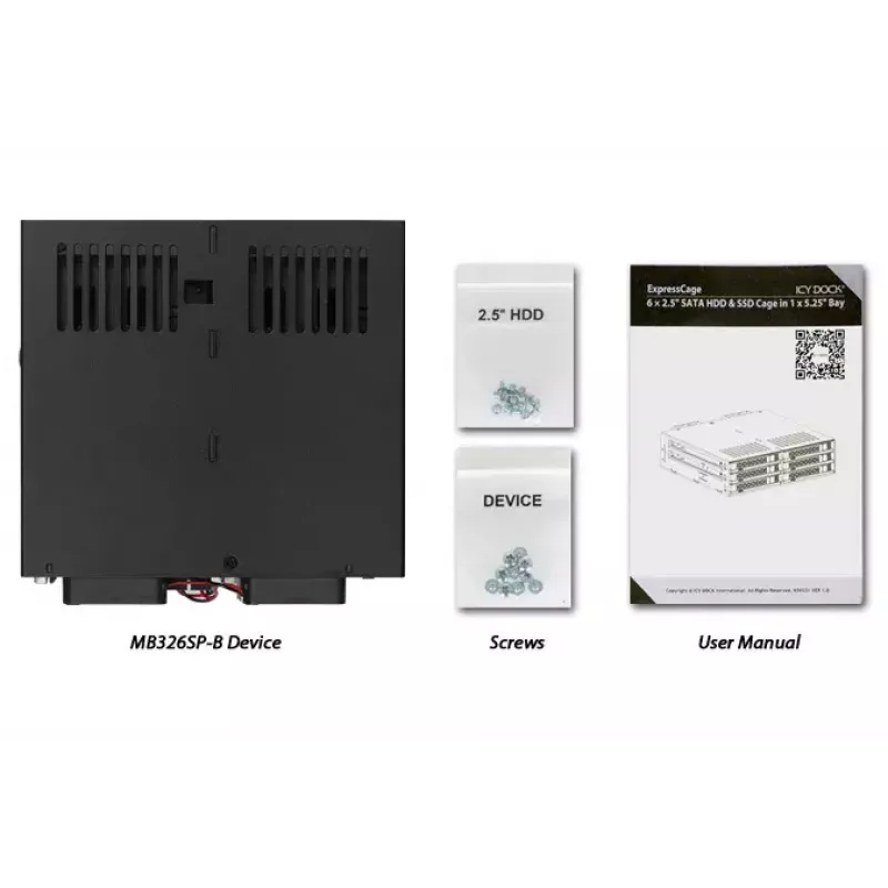 Disk array Icy Dock MB326SP-B 0 TB rack 1U zwart