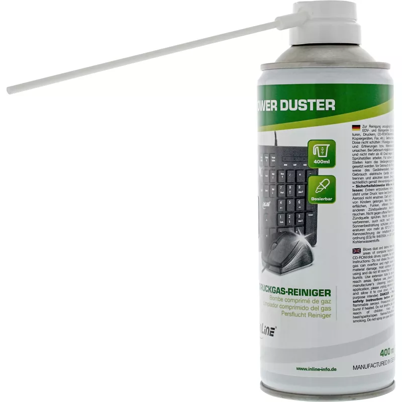 Persluchtreiniger spuitbus 400 ml — InLine, hogedruk voor IT-, server- en pc-onderhoud