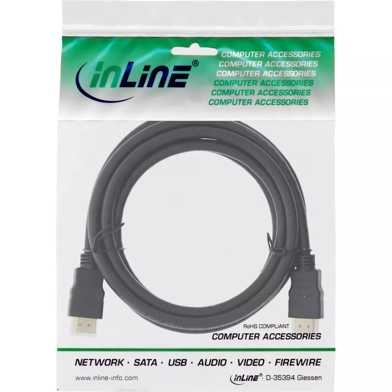 InLine High Speed HDMI-kabel met Ethernet Premium 4K2K stekker/stekker zwart 2m