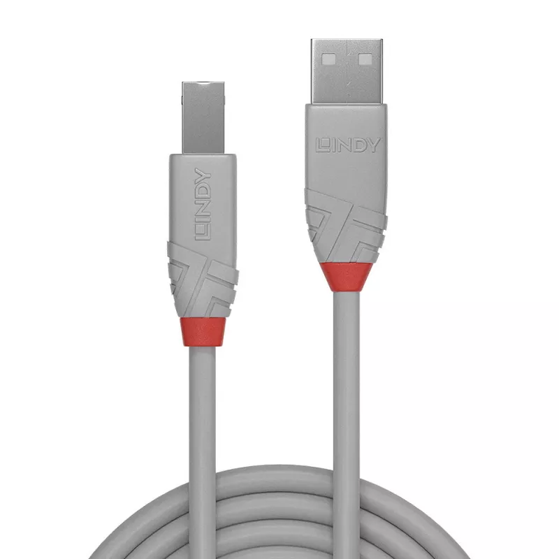 Lindy 3m USB 2.0 Type-A naar B-kabel, Anthra Line, grijs