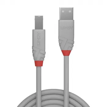 Lindy 1m USB 2.0 Type-A naar B-kabel, Anthra Line, grijs