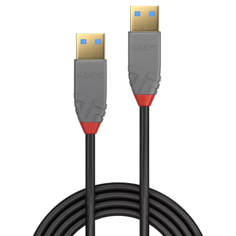 USB-kabel Lindy 2 m USB 3.2 Type-A-kabel 5Gbps Anthra Line
