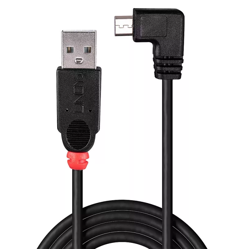 Lindy 1 m USB 2.0-kabel - Type-A naar Micro-B-kabel, 90 graden haaks