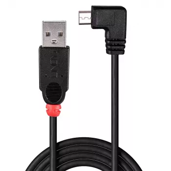 Lindy 2 m USB 2.0-kabel – Type-A naar Micro-B-kabel, 90° haaks