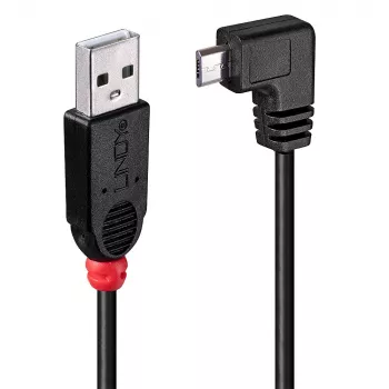 Lindy USB 2.0-kabel Type-A naar Micro-B, 0,5 m, 90° haaks