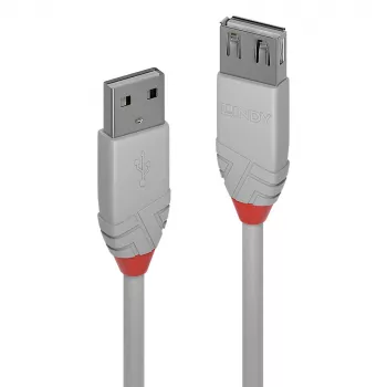 Lindy 0.2m USB 2.0 Type-A verlengkabel, Anthra Line, grijs