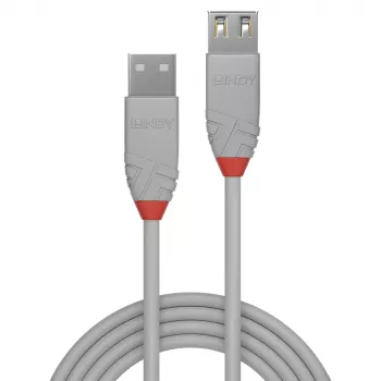 Lindy 0.2m USB 2.0 Type-A verlengkabel, Anthra Line, grijs