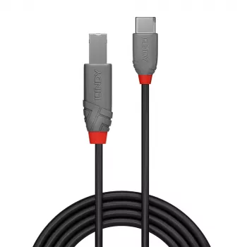USB 2.0 Type-C-naar-B kabel Lindy 36940 0,5 m Anthra Line