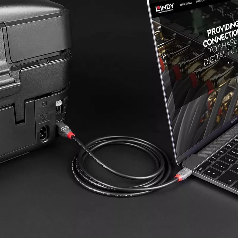 USB 2.0 Type-C-naar-B kabel Lindy 36940 0,5 m Anthra Line