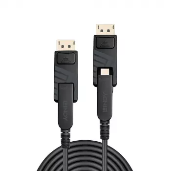 Lindy 20m Fibre Optic Hybrid Mini DisplayPort 1.4 kabel met afneembare DP-aansluitingen