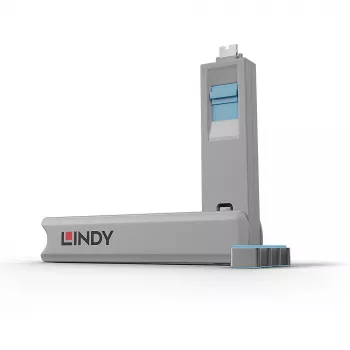 Poortblokkeerder Lindy USB Type-C poortblokkeerder sleutel verpakking met 4 stuks blauw