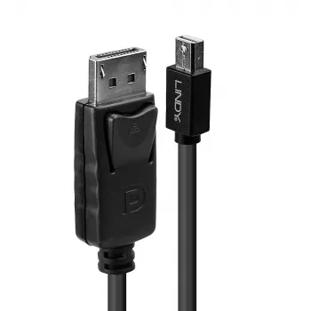 Lindy 2m Mini DisplayPort male naar DisplayPort male, zwart, 2 m, Mini DisplayPort, DisplayPort, male, male, 2560 x 1600 pixel