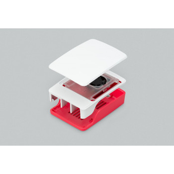 Raspberry Pi 5 behuizing, rood/wit, met ventilator (SC1159)