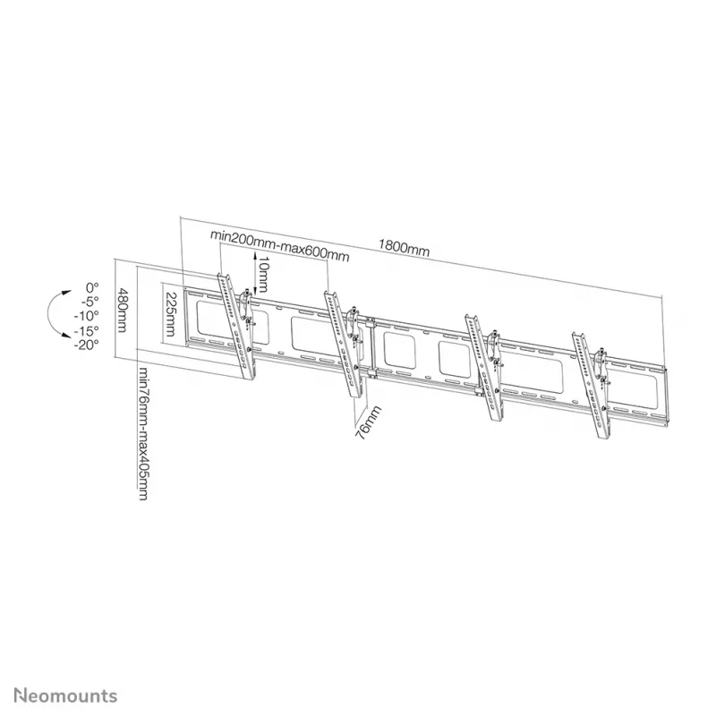 Neomounts NS-WMB200Zwart menuboard-wandbeugel 40-52 inch - kantelbaar