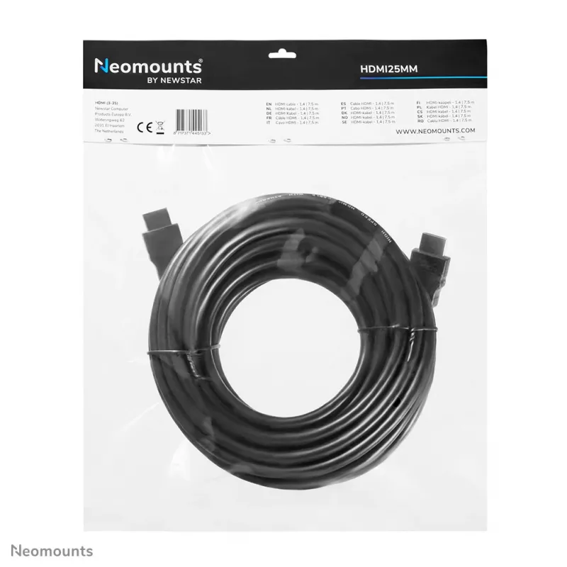 Neomounts HDMI25MM HDMI-kabel – 7,5 meter, 7,5 m, 10,2 Gbit/s, zwart