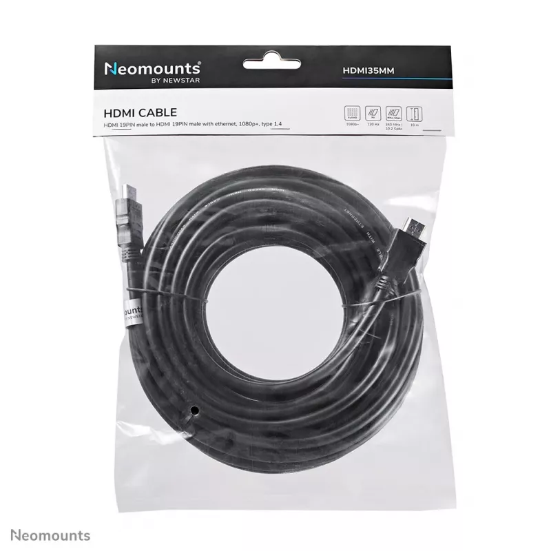 Neomounts HDMI35MM HDMI-kabel - 10 meter, 10 m, HDMI type A (standaard), HDMI type A (standaard), 10,2 Gbit/s, zwart