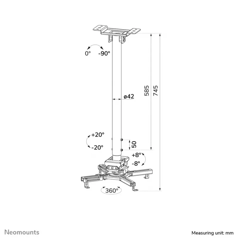 Plafondbeugel Neomounts CL25-550BL1 zwart 35 kg