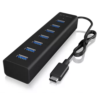 ICY BOX IB-HUB1700-C3 USB 3.2 Gen 1 (3.1 Gen 1) Type-C 5000 Mbit/s zwart