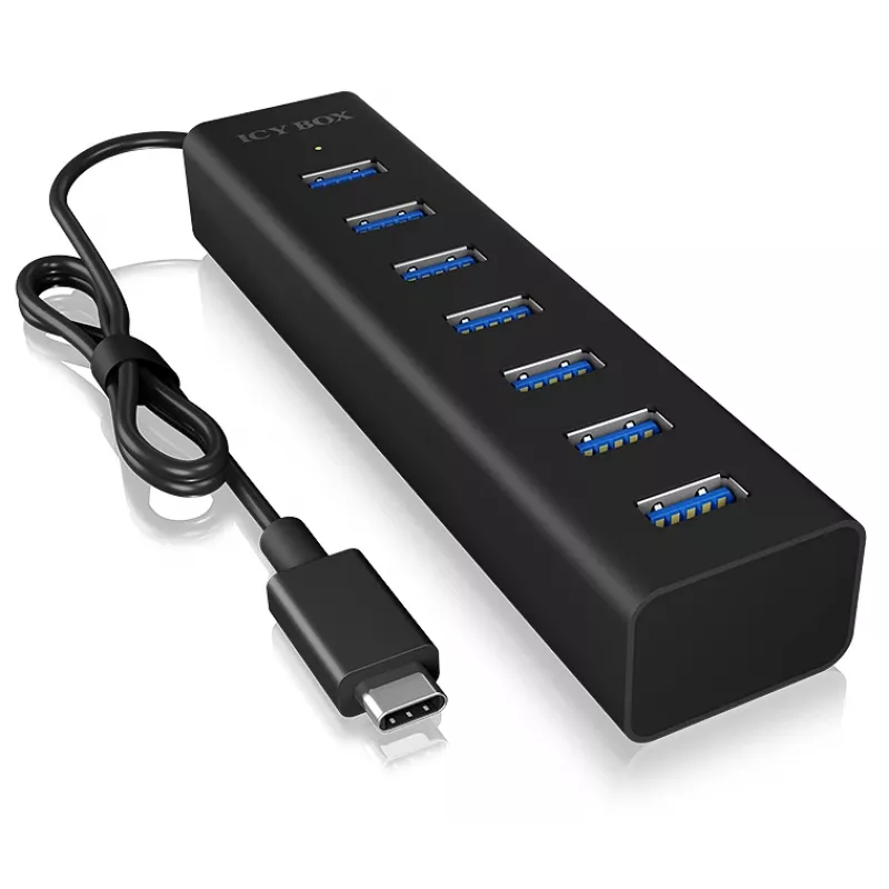 ICY BOX IB-HUB1700-C3 USB 3.2 Gen 1 (3.1 Gen 1) Type-C 5000 Mbit/s zwart