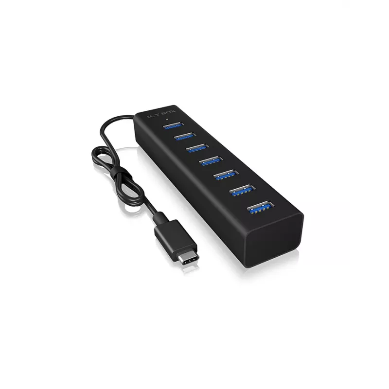 ICY BOX IB-HUB1700-C3 USB 3.2 Gen 1 (3.1 Gen 1) Type-C 5000 Mbit/s zwart